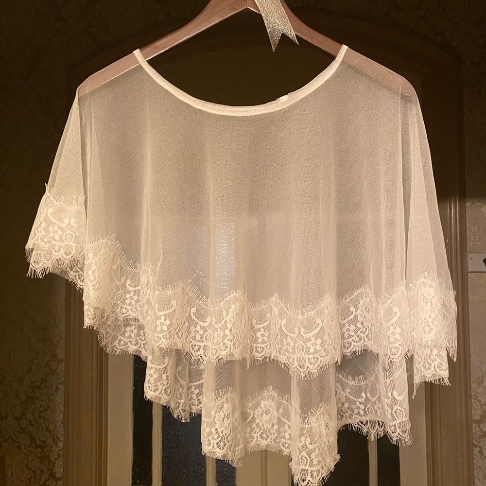 Sheer White Bridal Shawl